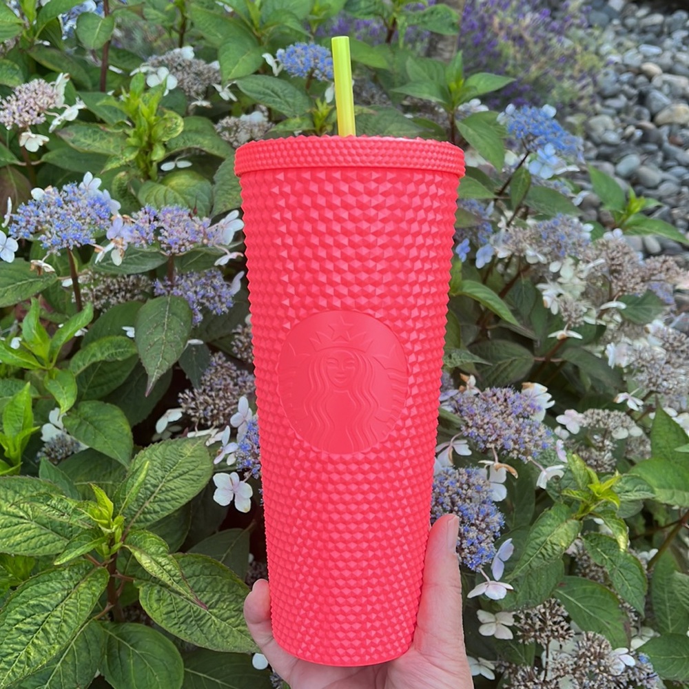 Starbucks Dragonfruit Coral Pink Studded Bling Tumbler Cup Venti 2022 Su… - Picture 2 of 4